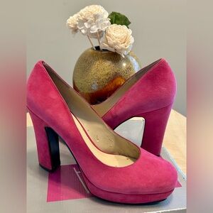Nine West Pink Suede Platform Heels Size 11